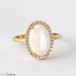 Kép 1/3 - 14 karátos arany női gyűrű opál kővel