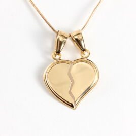 14 karátos arany kettétörhető szív medál