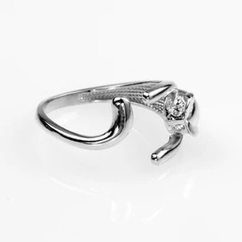 14k fehér arany nyitott cicás gyűrű