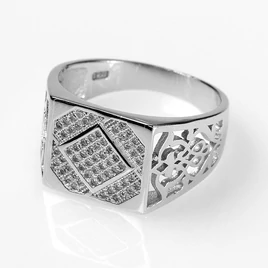 Ezüst pecsét gyűrű cirkónia kővel