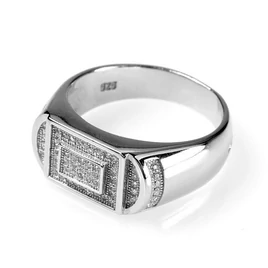 Ezüst pecsét gyűrű cirkónia kővel