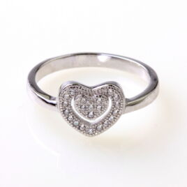 Ezüst szíves női gyűrű
