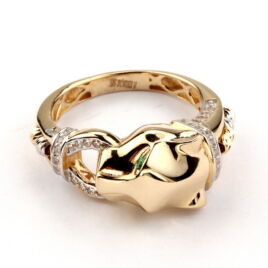 14karátos arany párduc fejes női gyűrű