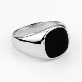 Ezüst pecsét gyűrű onix kővel