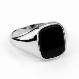 Ezüst pecsét gyűrű onix kővel