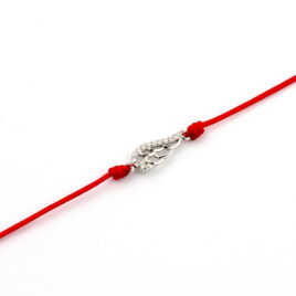 Ezüst piros zsinóros női karkötő 16 cm - 19 cm