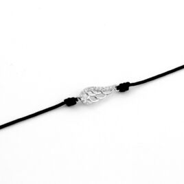 Ezüst fekete zsinóros női karkötő 16 cm - 19 cm