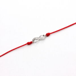 Ezüst piros zsinóros női karkötő 17 cm - 20 cm