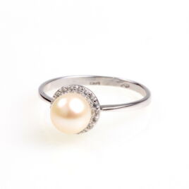 14k fehér arany gyűrű tenyésztett gyönggyel