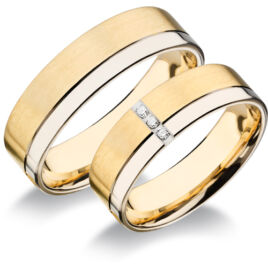 14 karátos sárga-fehér arany karikagyűrűpár