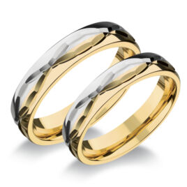 14 karátos sárga-fehér arany karikagyűrűpár