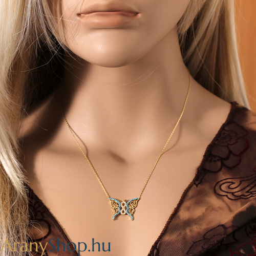 14karátos arany nyaklánc pillangó medállal