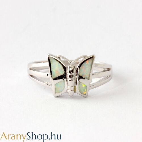 Ezüst pillangó gyűrű opál kővel