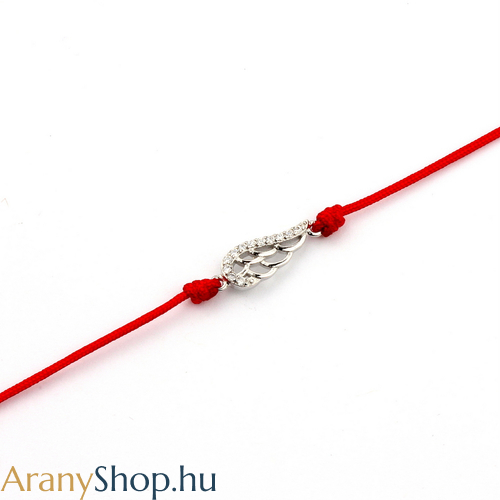 Ezüst piros zsinóros női karkötő 16 cm - 19 cm