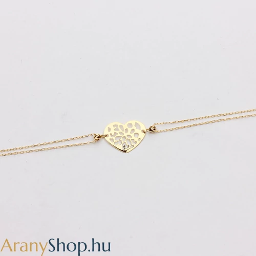 14k arany női karkötő szívvel 17cm-20cm
