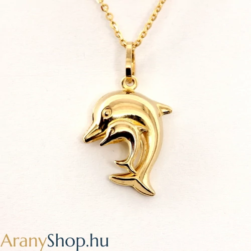 14 karátos arany delfin medál