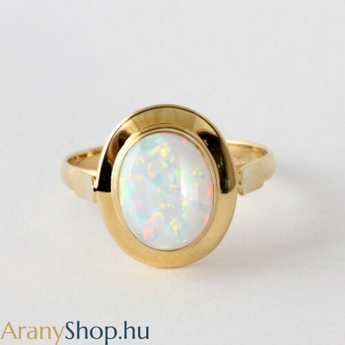 14 karátos arany női gyűrű opál kővel