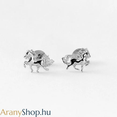 14k fehér arany lovas stekkeres fülbevaló