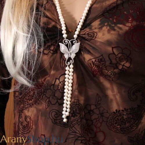 Ezüst női nyaklánc tenyésztett gyönggyel