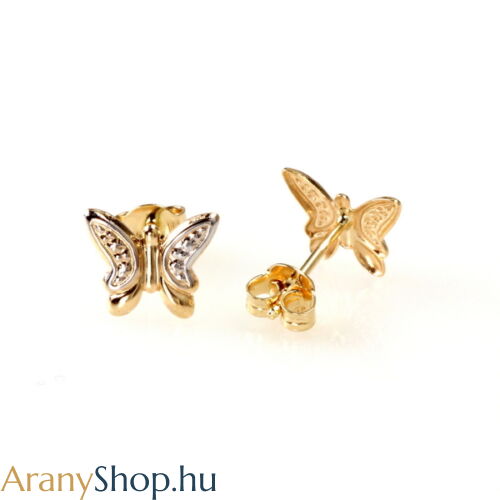 14k arany stekkeres pillangó fülbevaló