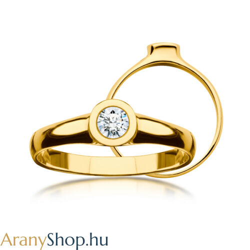 14 karátos sárga arany eljegyzési gyűrű gyémánttal