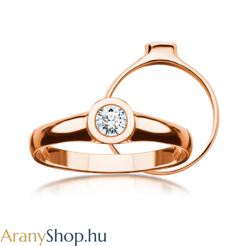 14 karátos rozé arany eljegyzési gyűrű gyémánttal