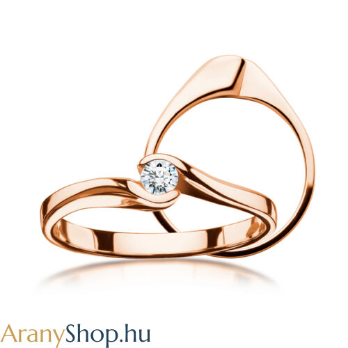 14 karátos rozé arany eljegyzési gyűrű gyémánttal