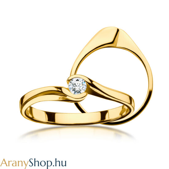 14 karátos sárga arany eljegyzési gyűrű gyémánttal